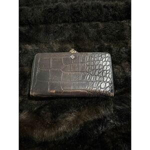 Dillards genuine croc leather wallet zip up 8x4.5"